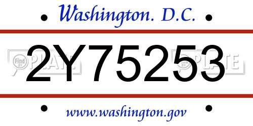 2Y75253 District Of Columbia License Plate