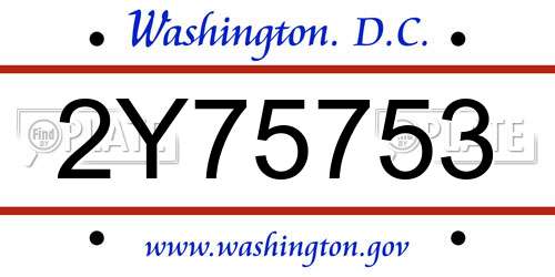 2Y75753 District Of Columbia License Plate