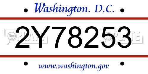 2Y78253 District Of Columbia License Plate