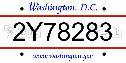 2Y78283 District Of Columbia License Plate