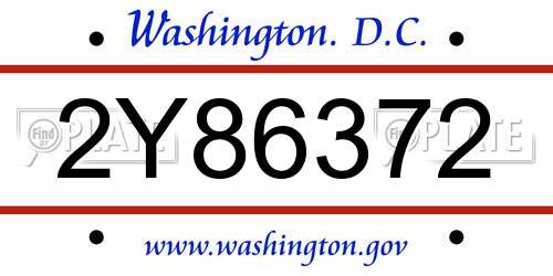 2Y86372 District Of Columbia License Plate