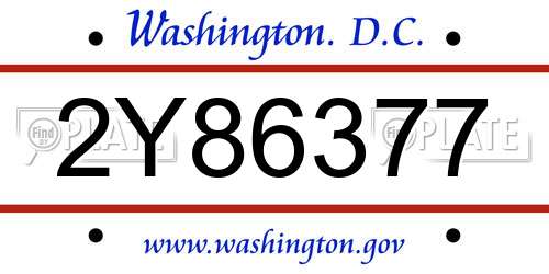 2Y86377 District Of Columbia License Plate