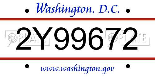 2Y99672 District Of Columbia License Plate