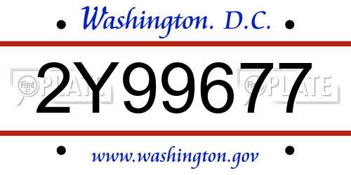 2Y99677 District Of Columbia License Plate
