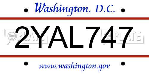 2YAL747 District Of Columbia License Plate