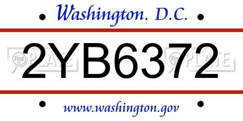 2YB6372 District Of Columbia License Plate