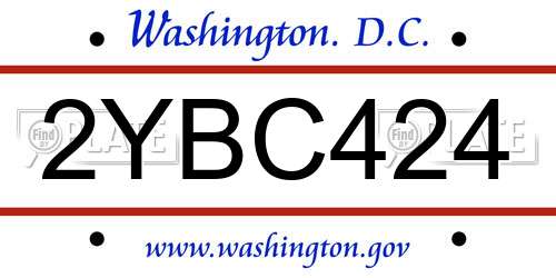 2YBC424 District Of Columbia License Plate