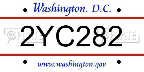 2YC282 District Of Columbia License Plate