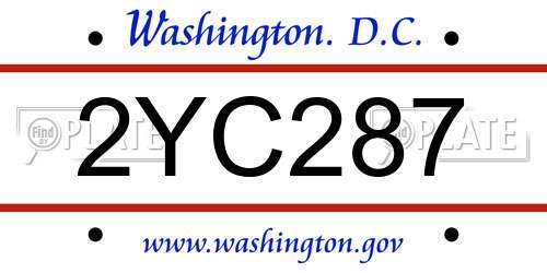 2YC287 District Of Columbia License Plate