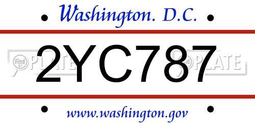 2YC787 District Of Columbia License Plate