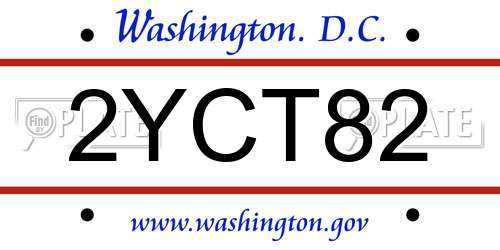 2YCT82 District Of Columbia License Plate