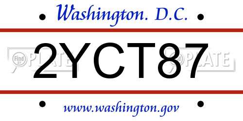 2YCT87 District Of Columbia License Plate