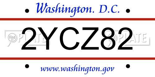2YCZ82 District Of Columbia License Plate