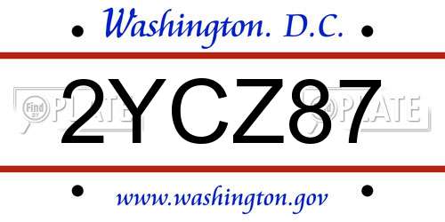 2YCZ87 District Of Columbia License Plate