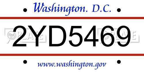 2YD5469 District Of Columbia License Plate