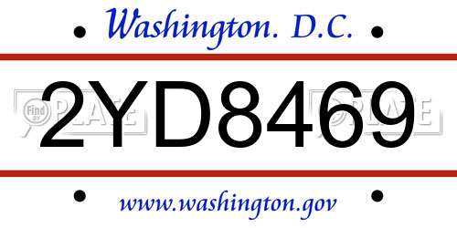 2YD8469 District Of Columbia License Plate