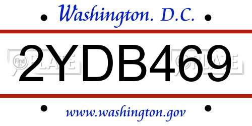 2YDB469 District Of Columbia License Plate