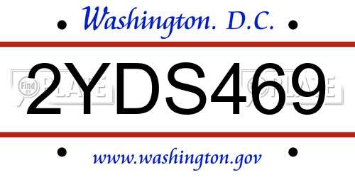 2YDS469 District Of Columbia License Plate