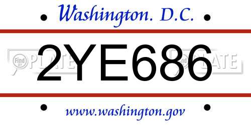 2YE686 District Of Columbia License Plate