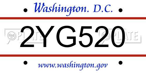 2YG520 District Of Columbia License Plate