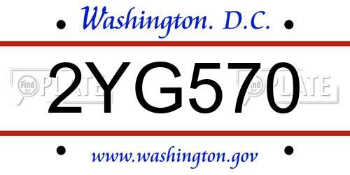 2YG570 District Of Columbia License Plate