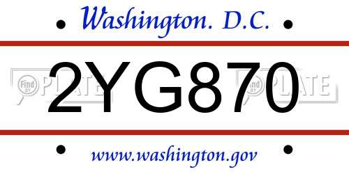 2YG870 District Of Columbia License Plate