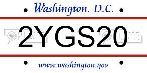 2YGS20 District Of Columbia License Plate
