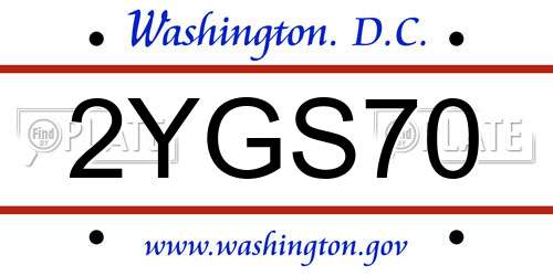 2YGS70 District Of Columbia License Plate