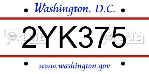 2YK375 District Of Columbia License Plate