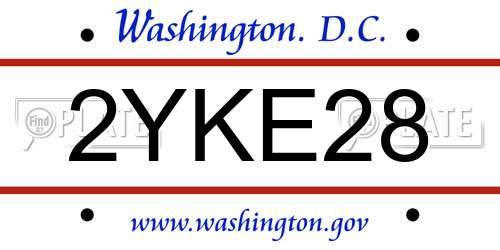 2YKE28 District Of Columbia License Plate
