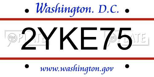2YKE75 District Of Columbia License Plate