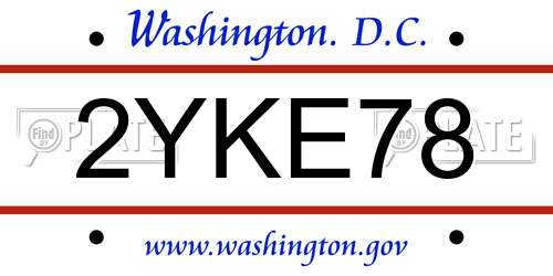 2YKE78 District Of Columbia License Plate