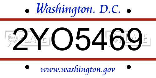 2YO5469 District Of Columbia License Plate
