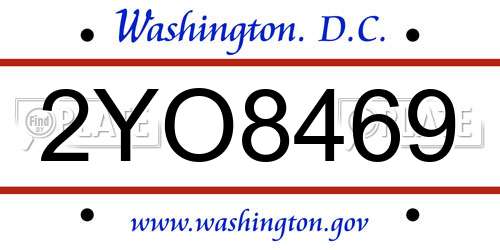 2YO8469 District Of Columbia License Plate