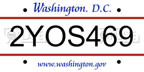 2YOS469 District Of Columbia License Plate