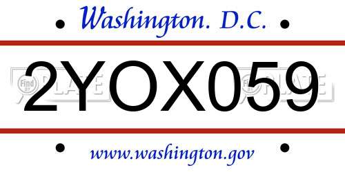 2YOX059 District Of Columbia License Plate