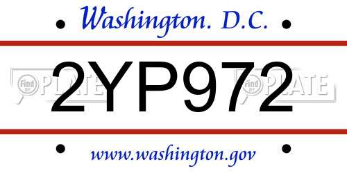 2YP972 District Of Columbia License Plate