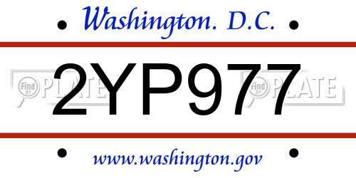 2YP977 District Of Columbia License Plate