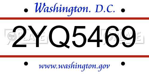 2YQ5469 District Of Columbia License Plate