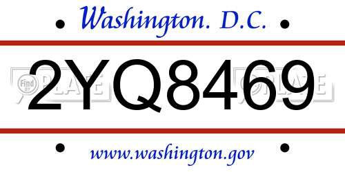 2YQ8469 District Of Columbia License Plate