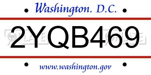 2YQB469 District Of Columbia License Plate