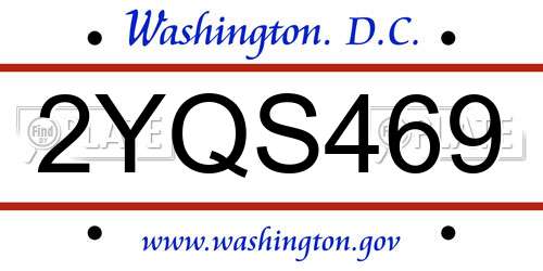 2YQS469 District Of Columbia License Plate