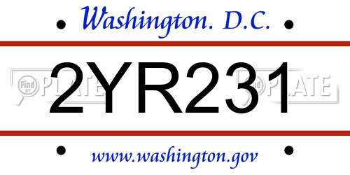 2YR231 District Of Columbia License Plate