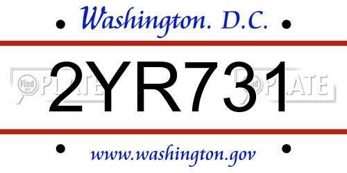 2YR731 District Of Columbia License Plate