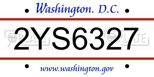 2YS6327 District Of Columbia License Plate