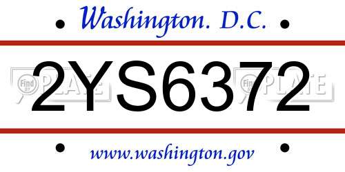 2YS6372 District Of Columbia License Plate