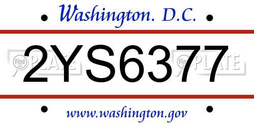 2YS6377 District Of Columbia License Plate