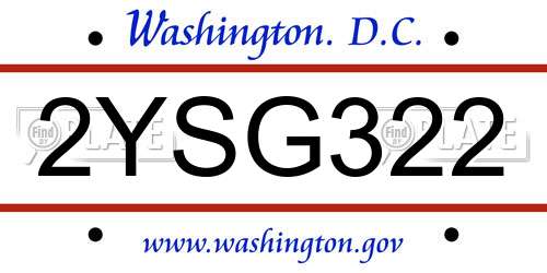 2YSG322 District Of Columbia License Plate