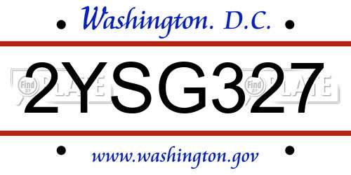 2YSG327 District Of Columbia License Plate