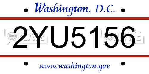 2YU5156 District Of Columbia License Plate